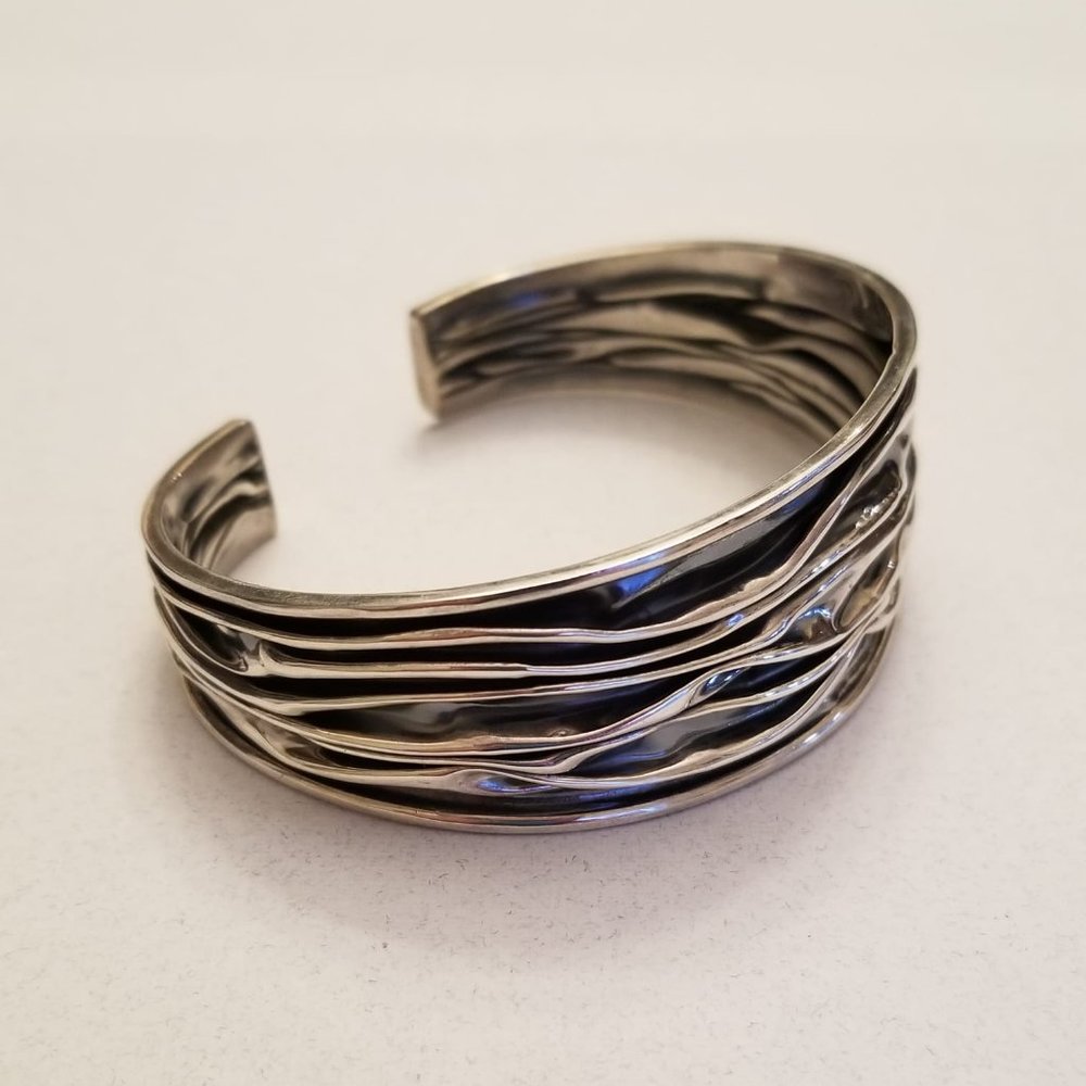 Solid Sterling Silver Medium Tapered Oxidized Cas… - image 3